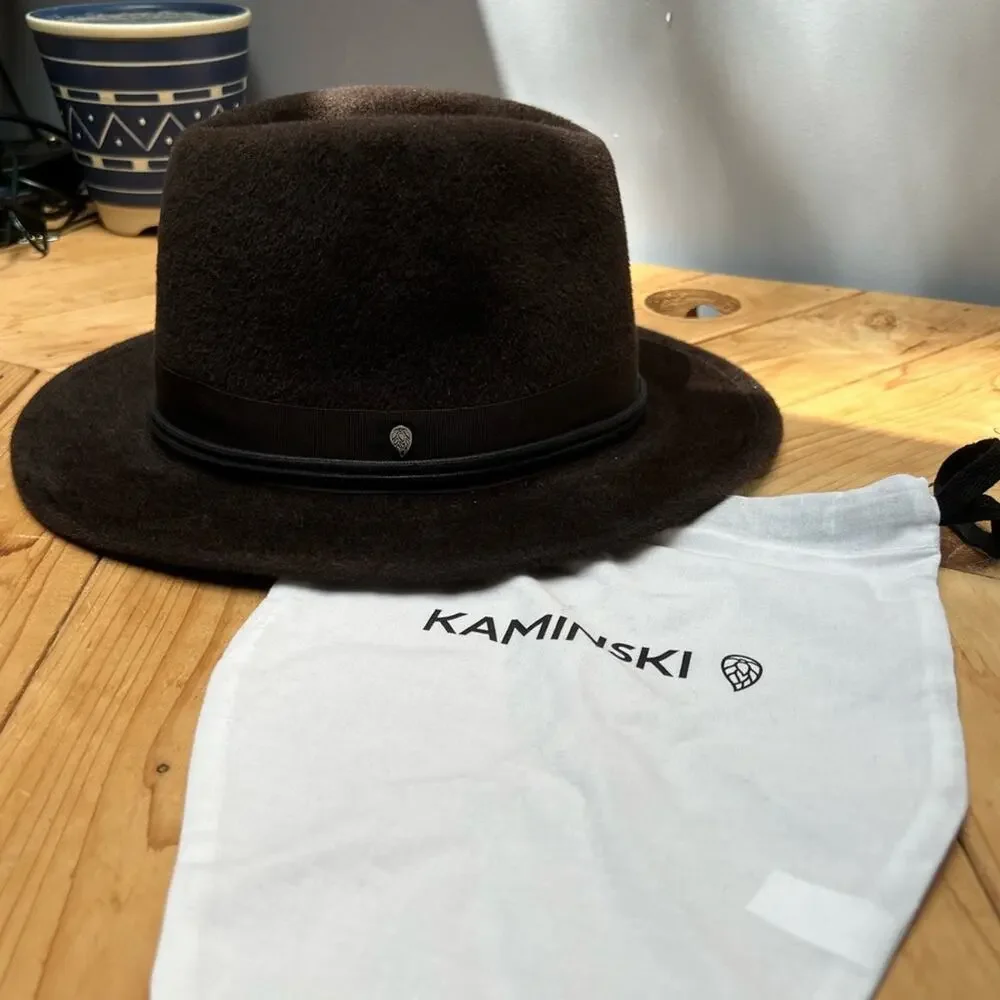 NWT Helen Kaminski Brown/Black Chesterfield/Charcoal Fedora Hat - Picture 1 of 9
